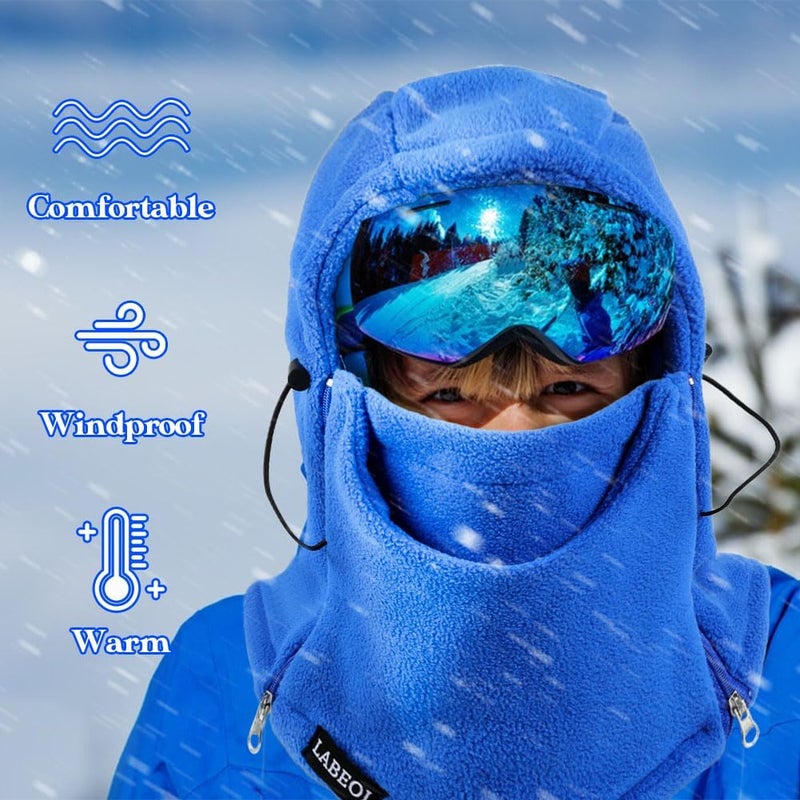 Labeol Kids Balaclava Winter Hat Ski Mask Windproof Thick Warm Fleece Face Cover with Adjustable Zippers for Boys Girls - Image 4